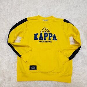 Kappa Unisex Crew Neck Yellow Pullover Loopknit with logo Sweatshirt for 7Y NWOT